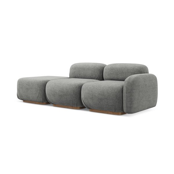 Szary szezlong modułowy z materiału bouclé (lewostronny) Ailani – Makamii-image-1