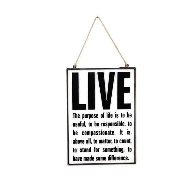 Szklana tabliczka z napisem Live, 22x33 cm