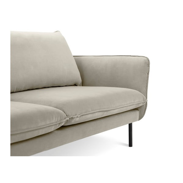 Beżowa narożna aksamitna sofa prawostronna Cosmopolitan Design Vienna-image-3