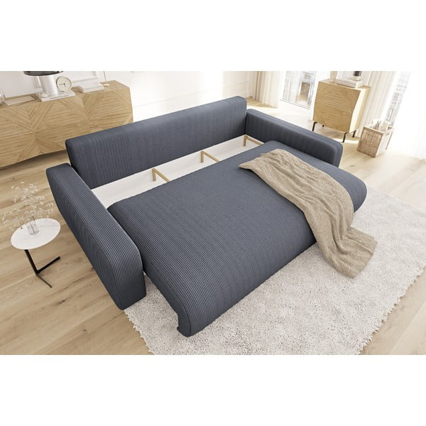 Ciemnoszara sztruksowa rozkładana sofa ze schowkiem 234 cm Sara – Ropez-image-4