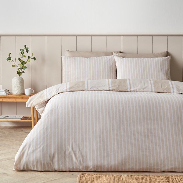 Beżowa pościel dwuosobowa 3-częściowa 200x200 cm Banded Stripe – Catherine Lansfield-image-4