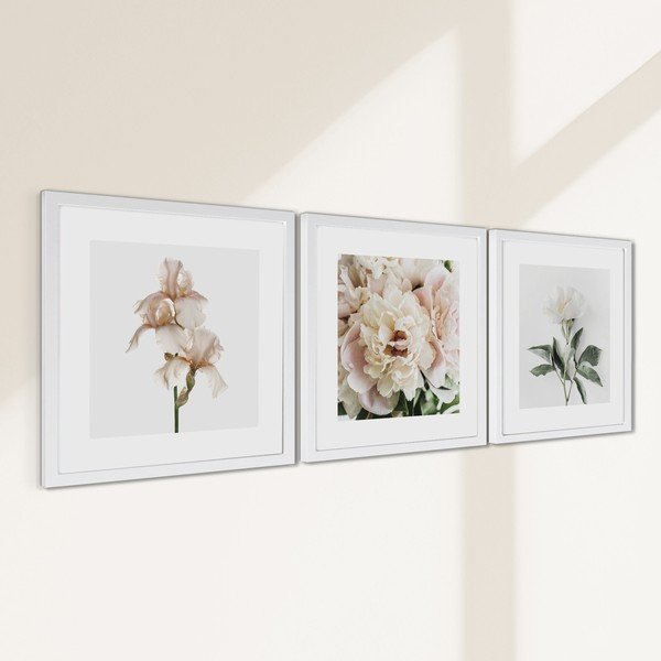 Obrazy zestaw 3 szt. drukowane z ramą w zestawie 30x30 cm Posy – Styler-image-3