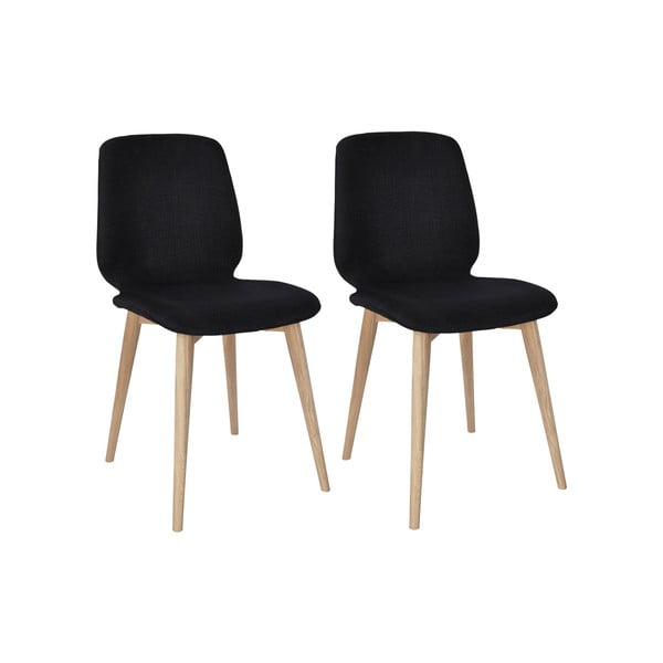 Komplet 2 czarnych krzeseł z nogami z litego drewna dębowego WOOD AND VISION Classic