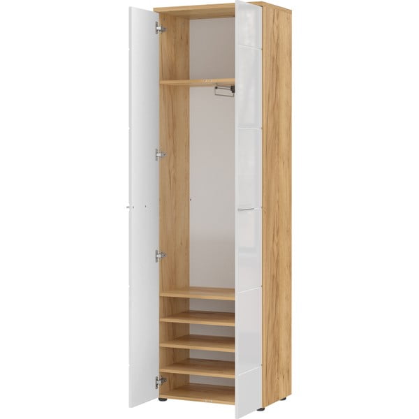 Biała szafa w dekorze dębu 60x198 cm Aledo – Germania-image-3