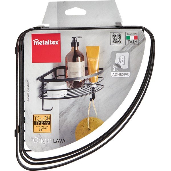 Czarna ścienna narożna półka łazienkowa Origin - Metaltex-image-3