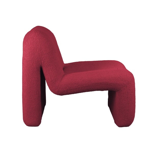 Czerwonobordowy fotel z materiału bouclé Fuerza – Leitmotiv-image-1