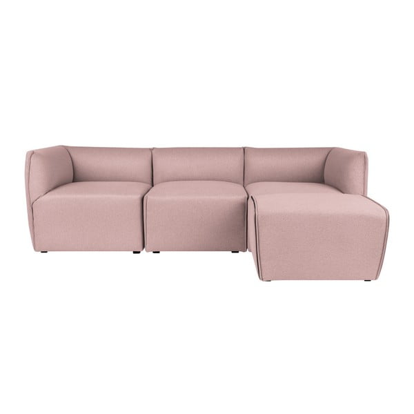 Różowa modułowa sofa 3-osobowa z podnóżkiem Norrsken Ollo