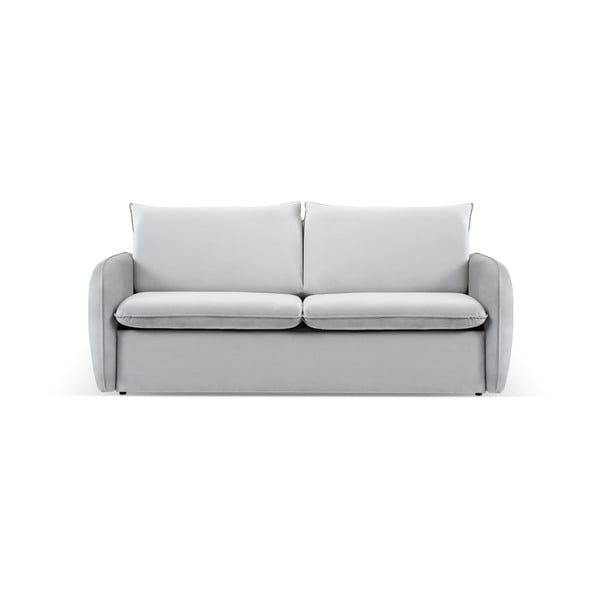 Jasnoszara aksamitna rozkładana sofa 194 cm Vienna – Cosmopolitan Design