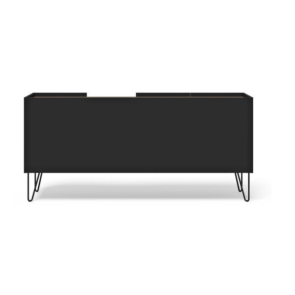 Czarna niska komoda w dekorze orzecha 180x83 cm Nina – TemaHome-image-3