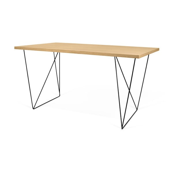 Biurko z dębowym blatem i czarną podstawą TemaHome Flow, 140 x 75 cm-image-4