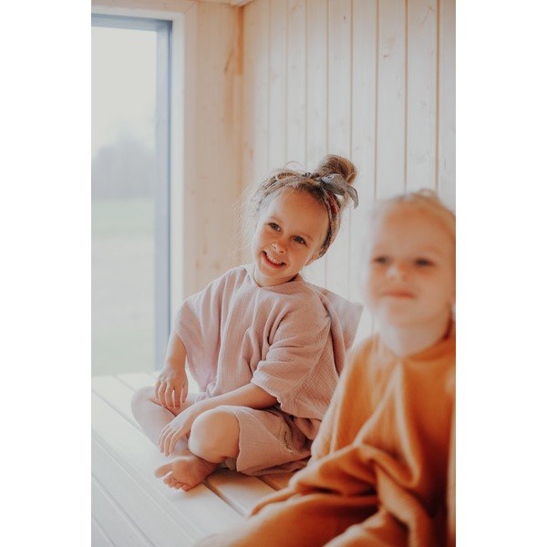 Różowe muślinowe poncho dziecięce rozmiar M – Malomi Kids-image-3