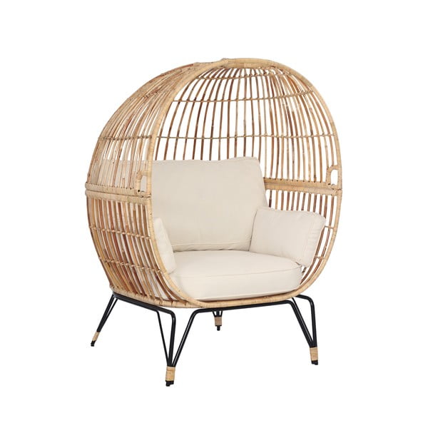 Rattanowy fotel ogrodowy Bonami Essentials Nodi Beige-image-1