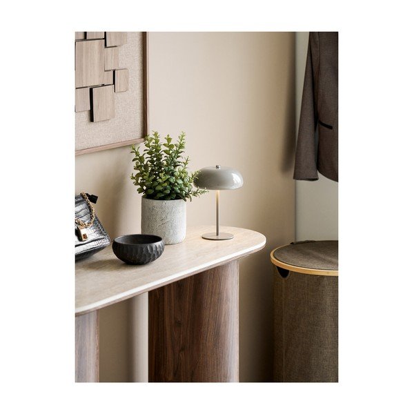 Szarobrązowa metalowa lampa stołowa LED (wysokość 23 cm) Margate – House Nordic-image-1