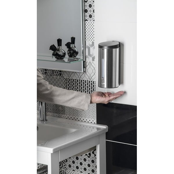 Automatyczny dozownik do mydła ze stali nierdzewnej w kolorze matowego srebra 650 ml – Sapho-image-1