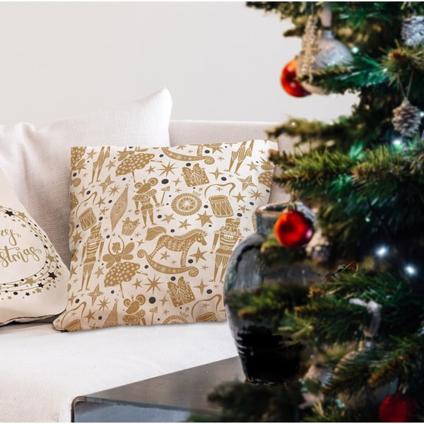 Poszewka na poduszkę ze świątecznym motywem 45x45 cm Golden Nut Cracker – Butter Kings-image-2