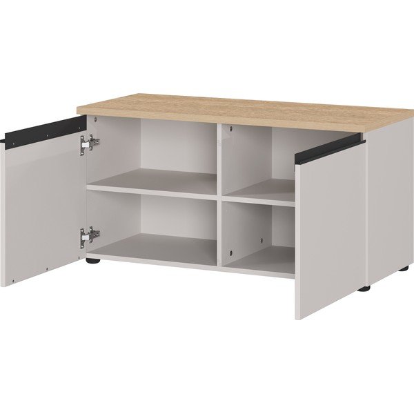 Szarobeżowa/w jasnym naturalnym kolorze szafka na buty z siedziskiem 96x49x41 cm Cormano – Germania-image-3