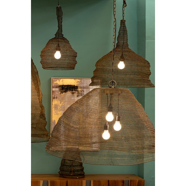 Stalowa lampa wisząca w kolorze mosiądzu Amish – Bizzotto-image-1