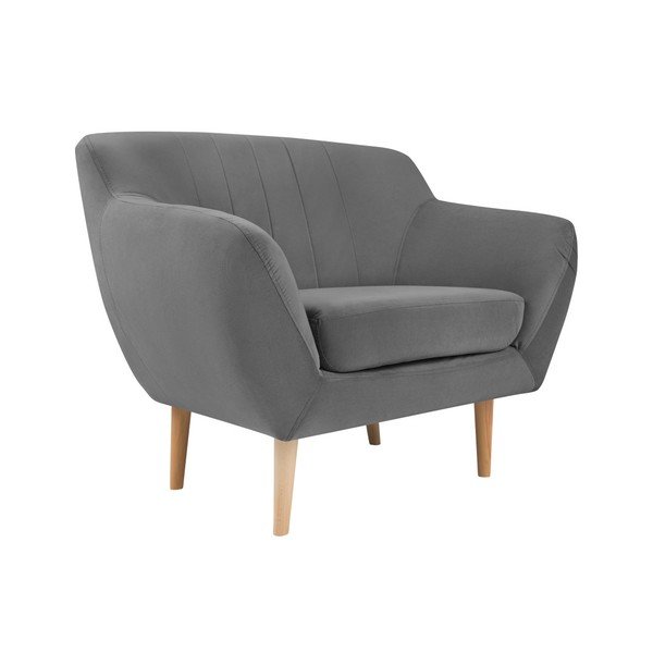 Szary aksamitny fotel Mazzini Sofas Sardaigne-image-2