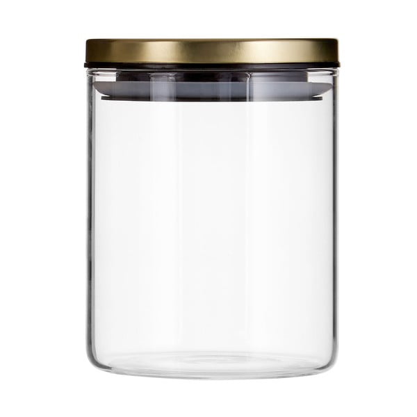 Pojemnik szklany z wieczkiem metalowym w złotej barwie Premier Housewares, 700 ml