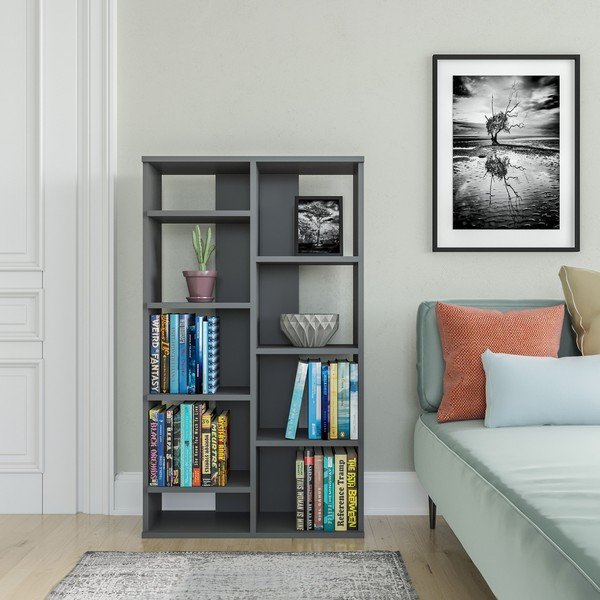 Antracytowy regał 72x124 cm Keota – Kalune Design-image-1