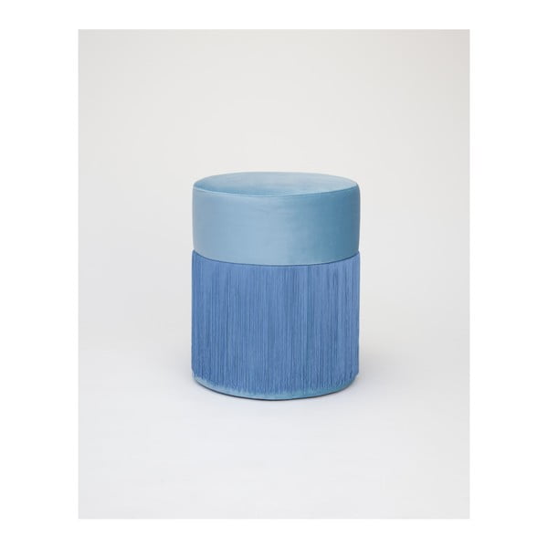 Niebieski puf z aksamitnym obiciem Velvet Atelier, Ø 36 cm