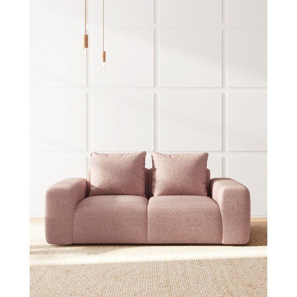 Jasnoróżowa sofa z materiału bouclé Bouclé 212 cm Feiro – MESONICA-image-1