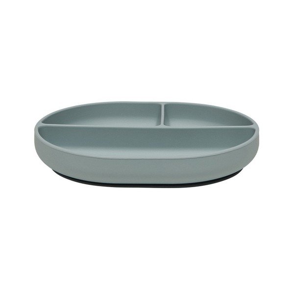 Szaroniebieski silikonowy talerz dla dzieci 17x21,5 cm Enkei – OYOY Mini