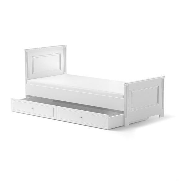 Białe łóżko dziecięce z szufladą BELLAMY Ines, 90x200 cm