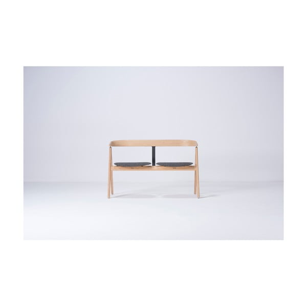 Ławka z drewna dębowego z szarym siedziskiem Gazzda Ava-image-4