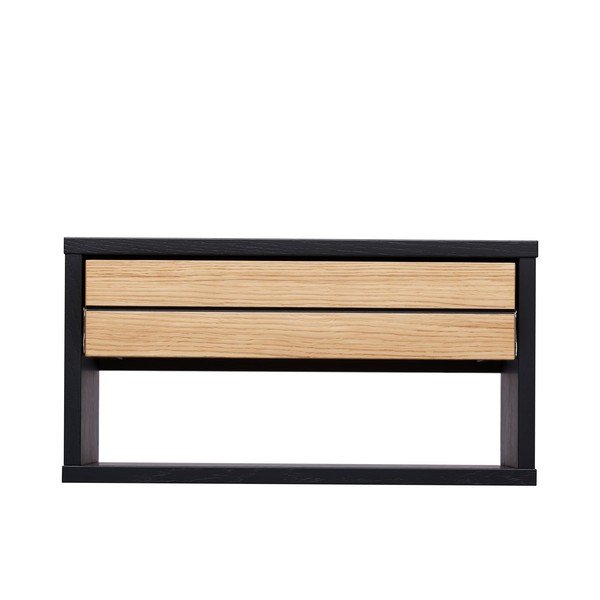 Czarno-naturalna wisząca szafka nocna w dekorze dębu Stripe – Woodman