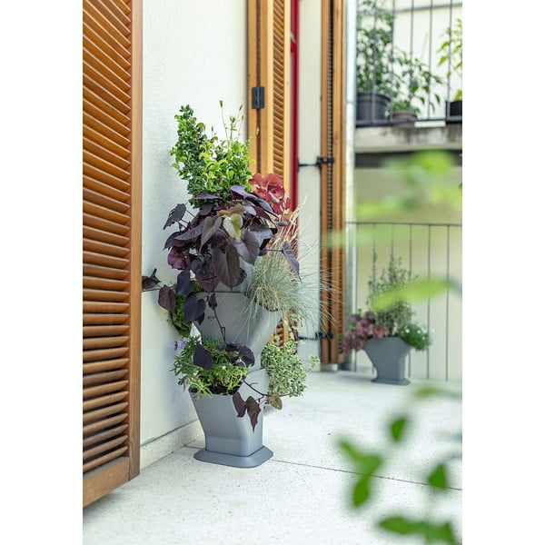 Szara pionowa doniczka z systemem nawadniania Plastia Tree-image-1