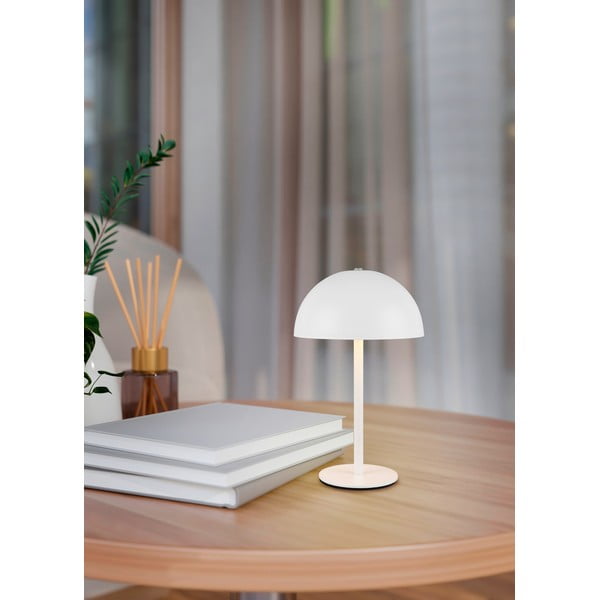 Lampa stołowa LED w matowym białym kolorze z metalowym kloszem (wysokość 21 cm) Munoz – Trio-image-1