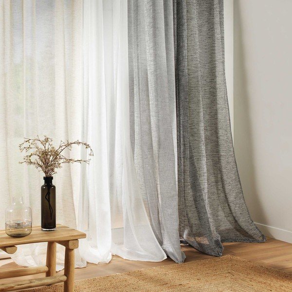 Firanka z woalu w kolorze kości słoniowej 140x240 cm Carlin – douceur d'intérieur-image-1