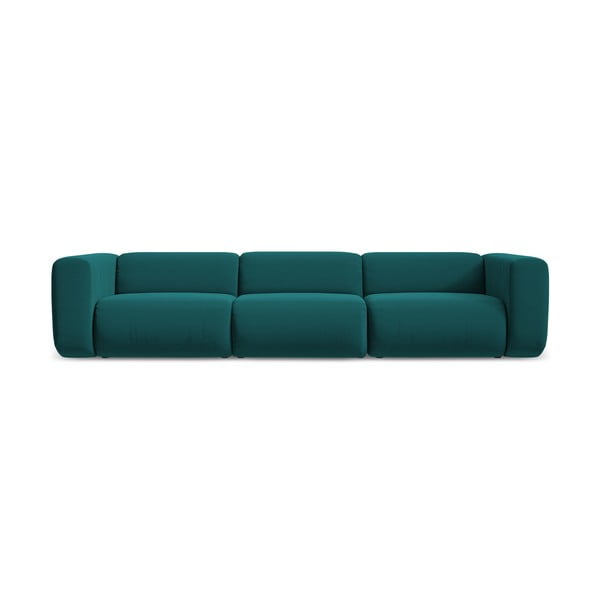 Turkusowa aksamitna sofa 319 cm Ekahi – Makamii