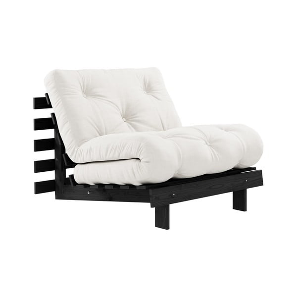 Fotel rozkładany z jasnobeżowym obiciem Karup Design Roots Black/Natural