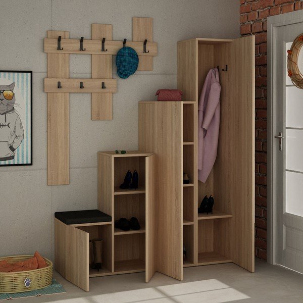 Komplet szafy i wieszaka ściennego Homitis Up Sonomo-image-3