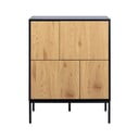 Czarno-naturalna wysoka komoda w dekorze dębu 80x103 cm Seaford – Actona