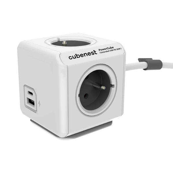 Rozgałęźnik do gniazdka 13 cm PowerCube Extended USB – Cubenest