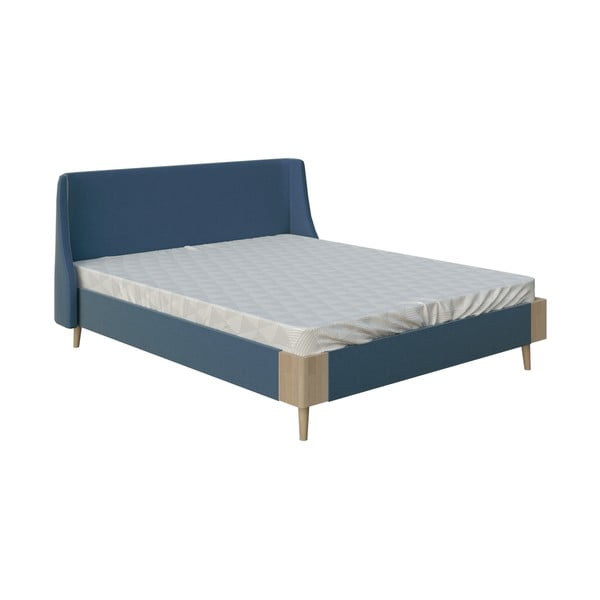 Niebieskie łóżko dwuosobowe DlaSpania Lagom Side Soft, 160x200 cm
