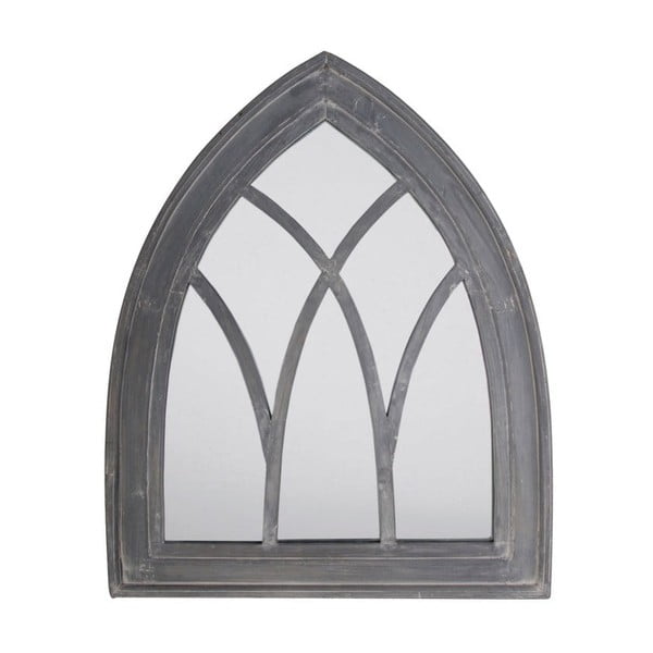 Szare lustro z ramą z drewna sosnowego w gotyckim stylu Esschert Design