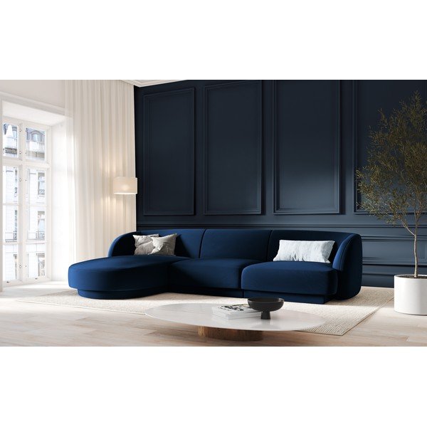 Niebieski aksamitny narożnik (lewostronny) Miley − Micadoni Home-image-4