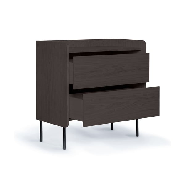 Czarna wysoka komoda w dekorze dębu 80x82 cm Wrap – Bonami Selection-image-3