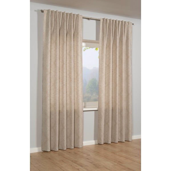 Beżowa żakardowa termiczna zasłona zaciemniająca 140x245 cm Ornament – Sehlbach-image-1