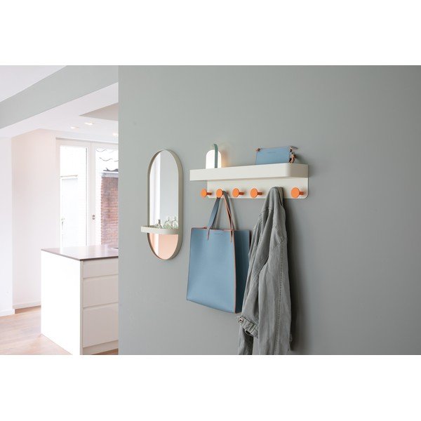 Pomarańczowe lustro z półką Remember Taupe-image-3