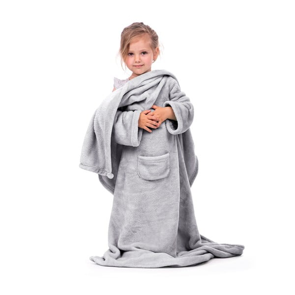 Szary kocyk dziecięcy z rękawami DecoKing Lazykids-image-2