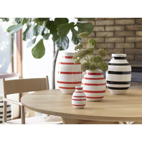 Biało-czerwony ceramiczny wazon w paski Kähler Design Omaggio, wys. 31 cm-image-3
