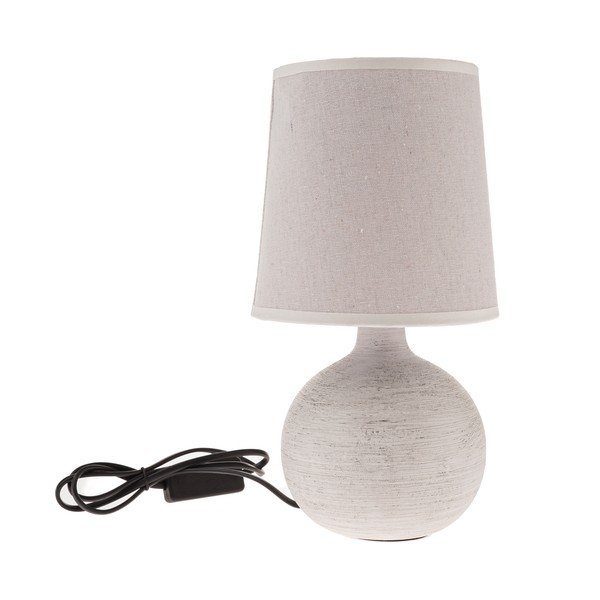 Jasnoszara lampa stołowa ceramiczna z tekstylnym kloszem (wysokość 29 cm) Bianca – Dakls-image-1