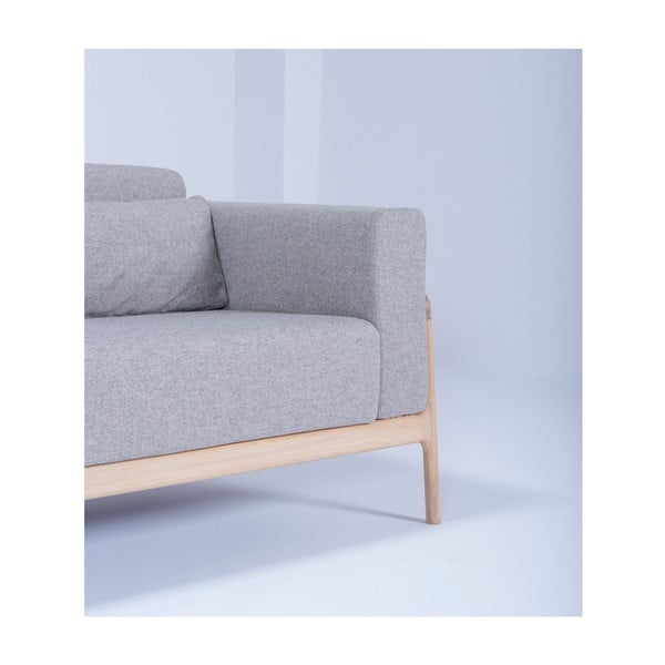 Szara sofa z konstrukcją z litego drewna dębowego Gazzda Fawn, 210 cm-image-3