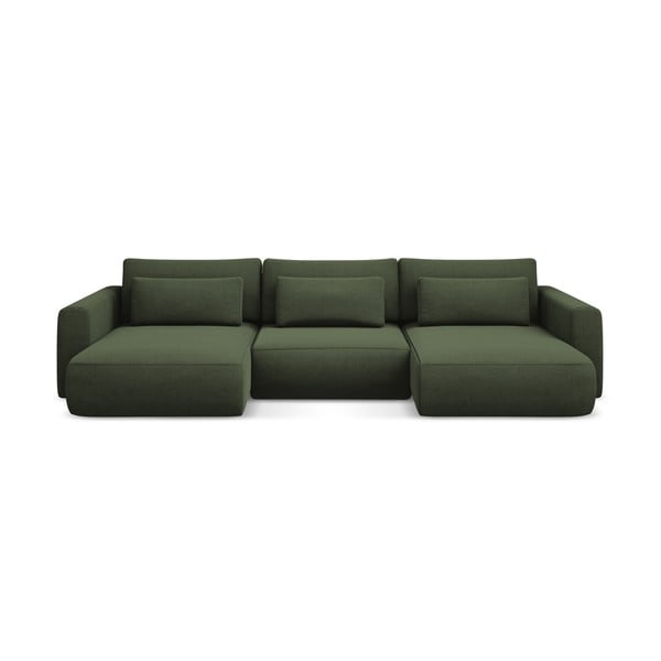 Rozkładany/ze schowkiem narożnik (w kształcie litery U) w kolorze khaki Kapua – Makamii