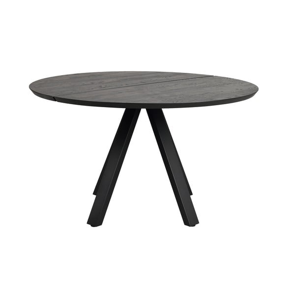 Czarny okrągły stół z blatem z drewna dębowego ø 130 cm Carradale – Rowico-image-2